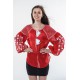 Boho Style Ukrainian Embroidered Folk  Blouse "Starry Sky" white on red